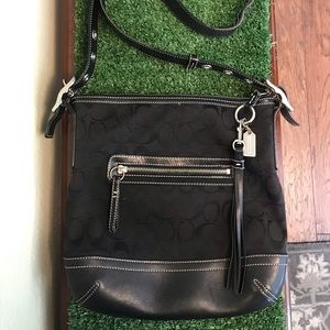 Coach Black Leather Canvas Crossbody